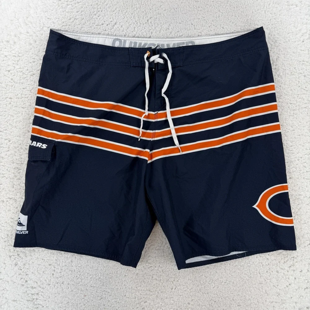 Quiksilver Chicago Bears NFL Board Shorts Mens 44 Blue Football Swim Trunks